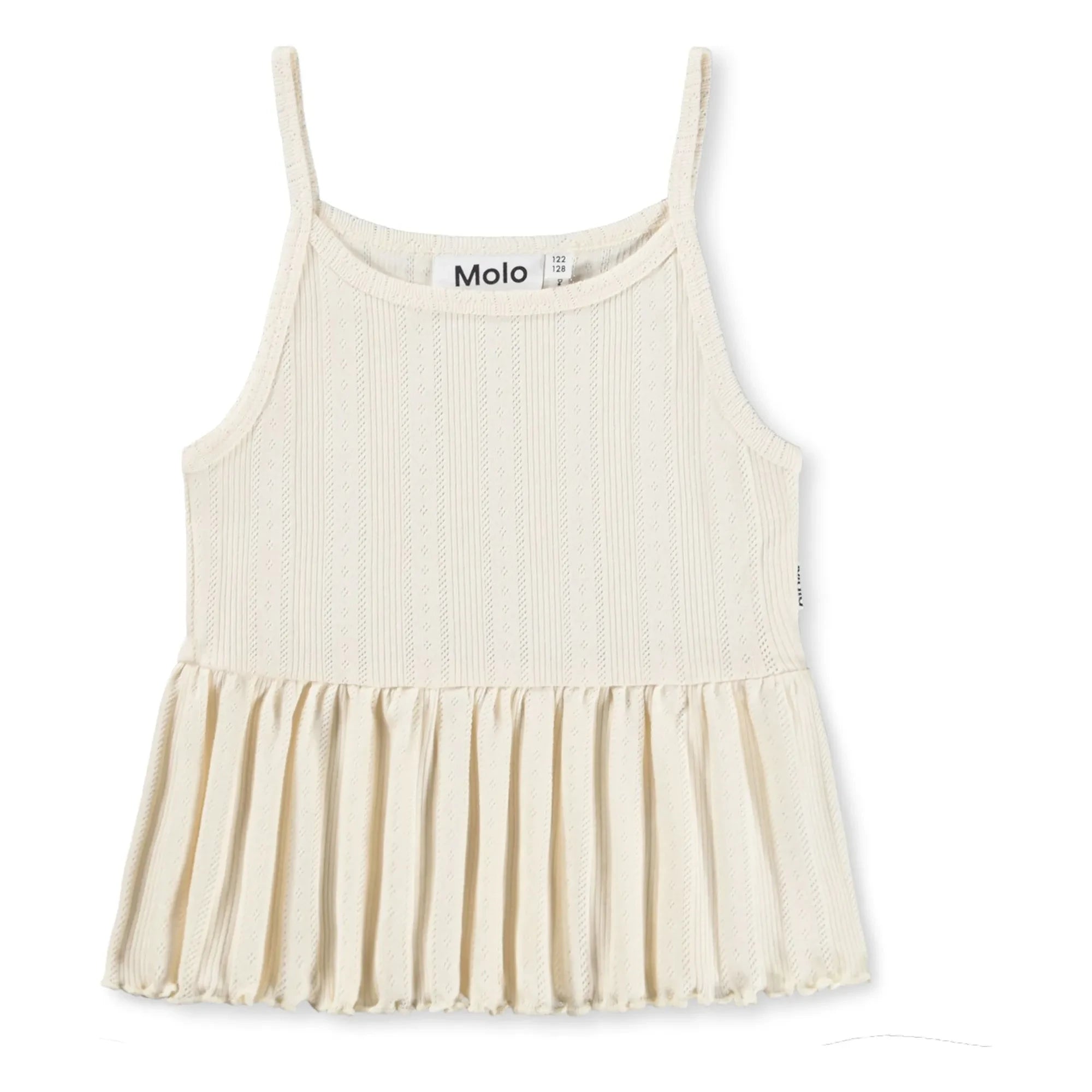 Molo - Camiseta de tirantes con volantes de algodón orgánico Rany | Marfil