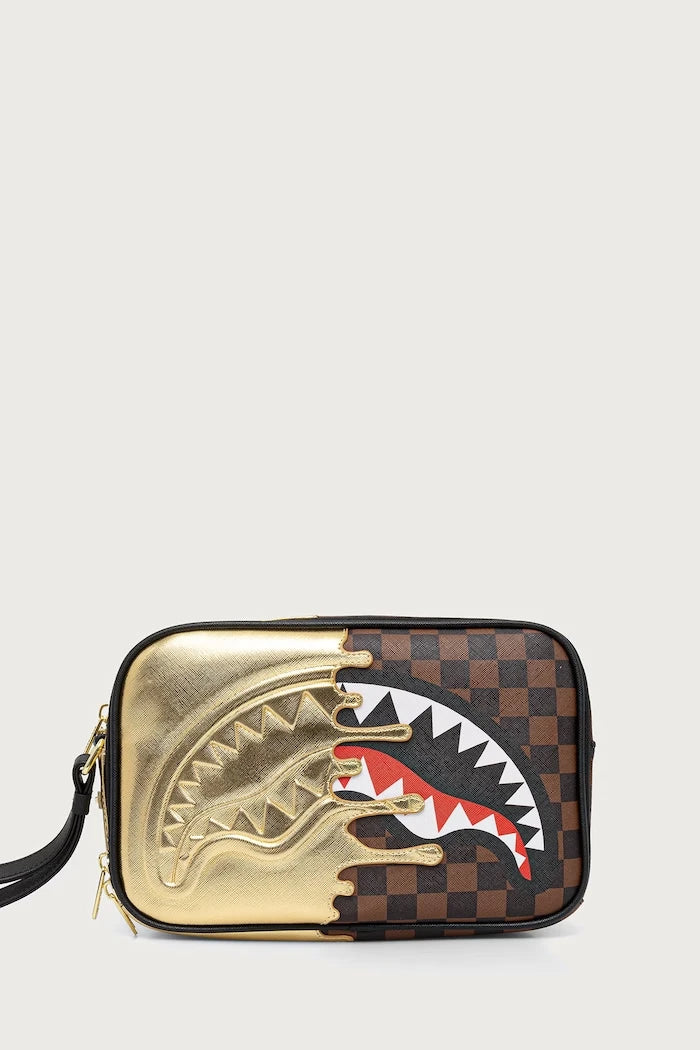 Sprayground - Bolsa de cosméticos marrón con tiburones en París 910B9343NSZ