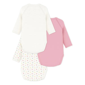 Petit Bateau - Conjunto de 3 peleles cruzados de algodón orgánico Mon Trésor | Blanco
