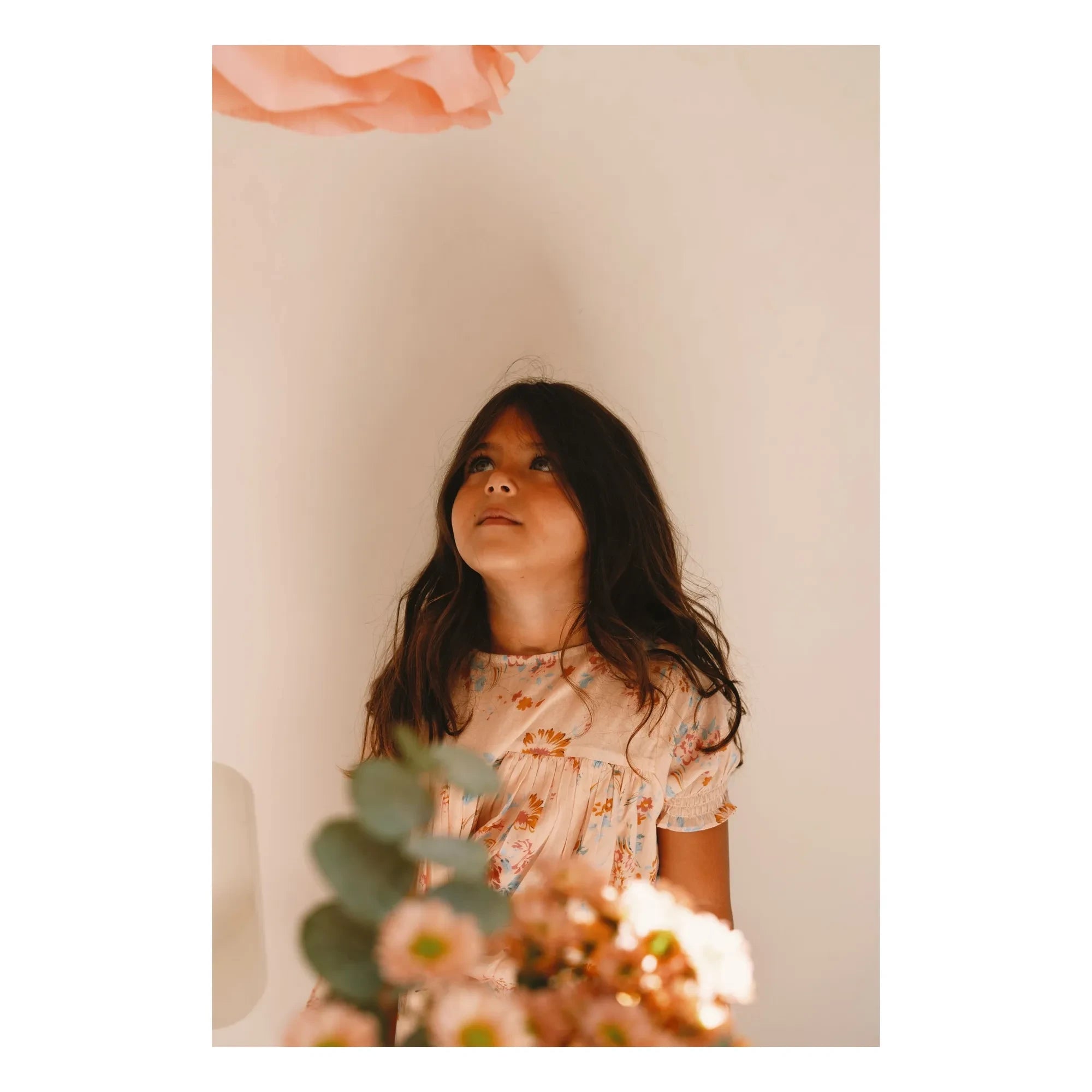 Lilinoa - Vestido de Voile de Algodón con Estampado Floral Maeva | Melocotón
