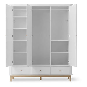 Oliver Furniture - Armario ropero de roble de 3 puertas | Blanco