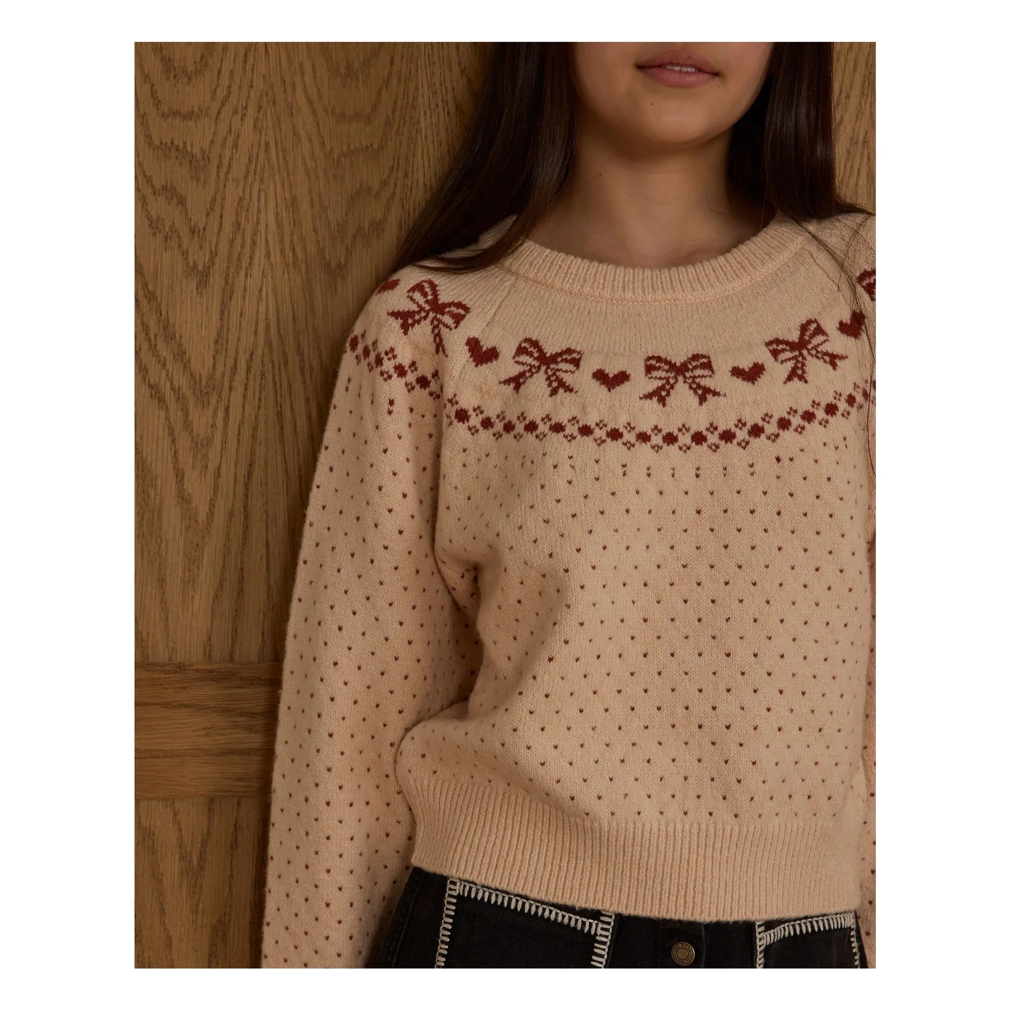 Rylee + Cru - Fair Isle Fiyonklu kazak | Pudra pembesi