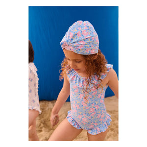 Louise Misha - Gorro de baño Abina con estampado floral Fibras recicladas | Azul