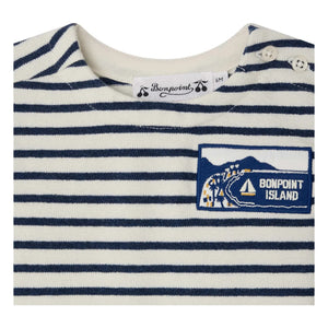 Bonpoint - Camiseta de algodón orgánico con estampado de espirales | Azul índigo