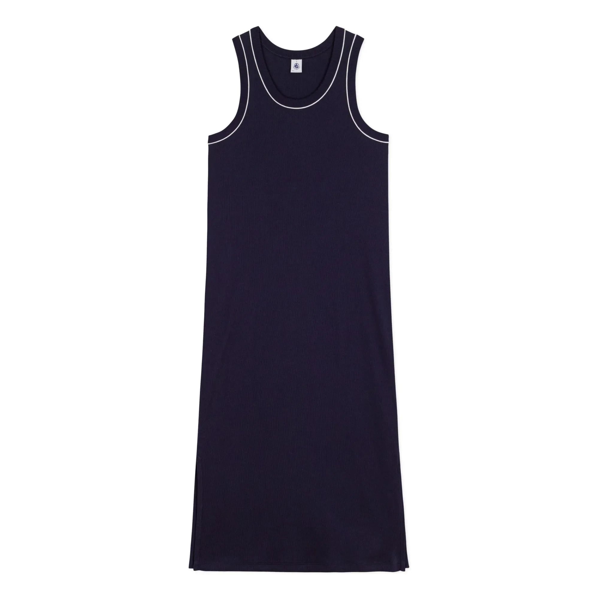 Petit Bateau - Vestido liso de canalé | Azul marino