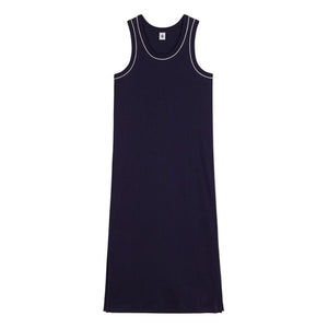 Petit Bateau - Vestido liso de canalé | Azul marino