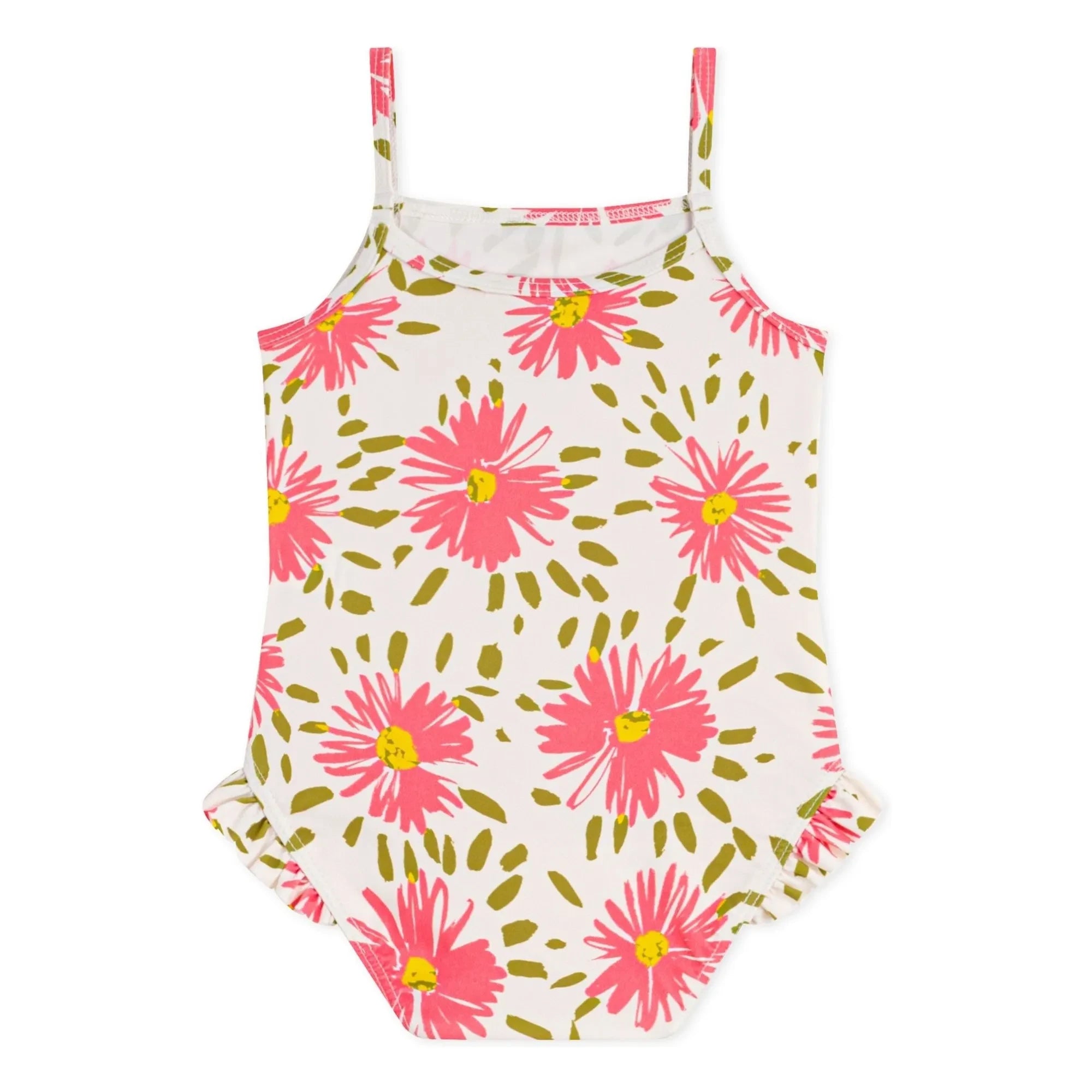 Petit Bateau - Traje de baño de bebé con estampado floral | Blanco