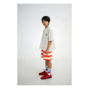 Repose AMS - Pantalones cortos jogger de algodón orgánico a rayas | Rojo