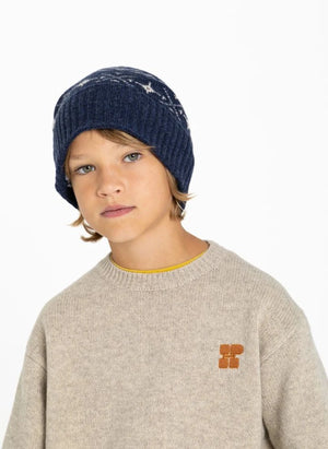 Hundred Pieces - Gorro de Merino Jacquard Timber | Azul Marino