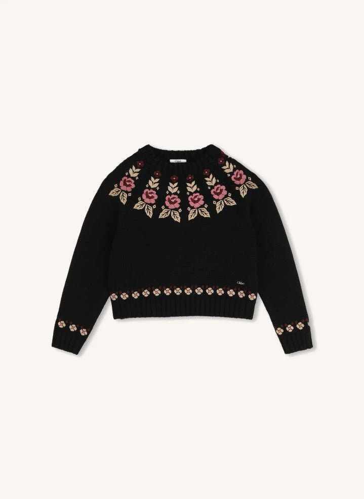 Chloé - Suéter floral de algodón orgánico | Negro