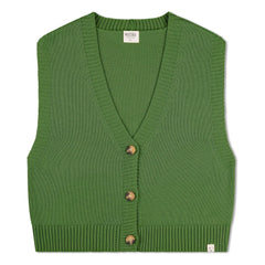 Matona - Cardigan sin mangas de algodón orgánico con corte cuadrado | Verde