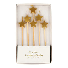 Meri Meri - Velas con forma de estrella - Set de 6 unidades | Doradas