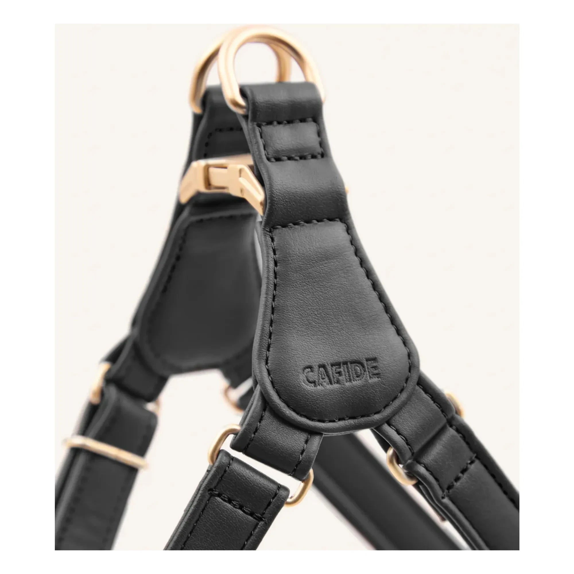 Cafide - Collar de perro vegano de piel Step in | Negro