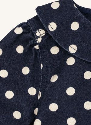 Konges Sløjd - Nola Organik Pamuk Denim Puantiyeli Ceket | Koyu Mavi
