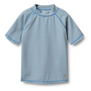 Wheat - Camiseta de natación a rayas con protección UV Jackie de fibras recicladas | Azul claro