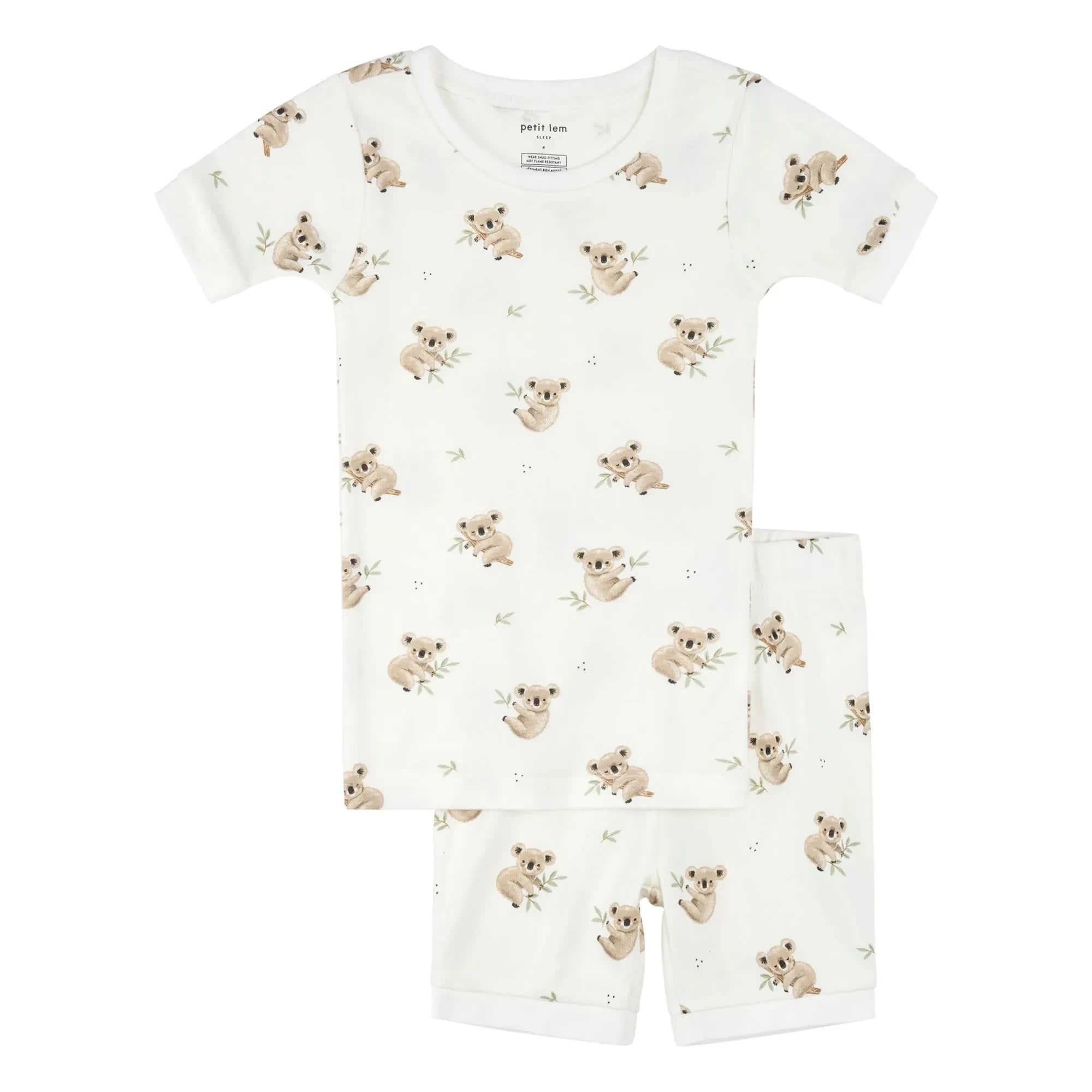 Petit Lem - Pijama corto con koala | Algodón orgánico | Blanco