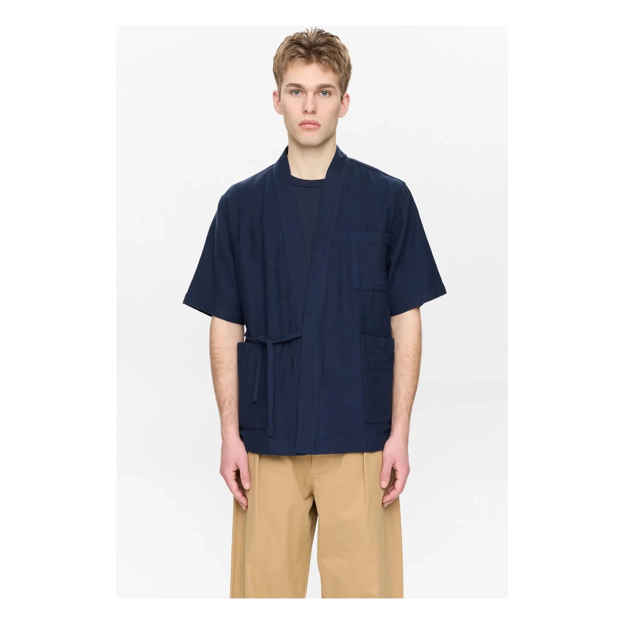 Anerkjendt - Kimono de manga corta Akjesper Twill | Azul Oscuro