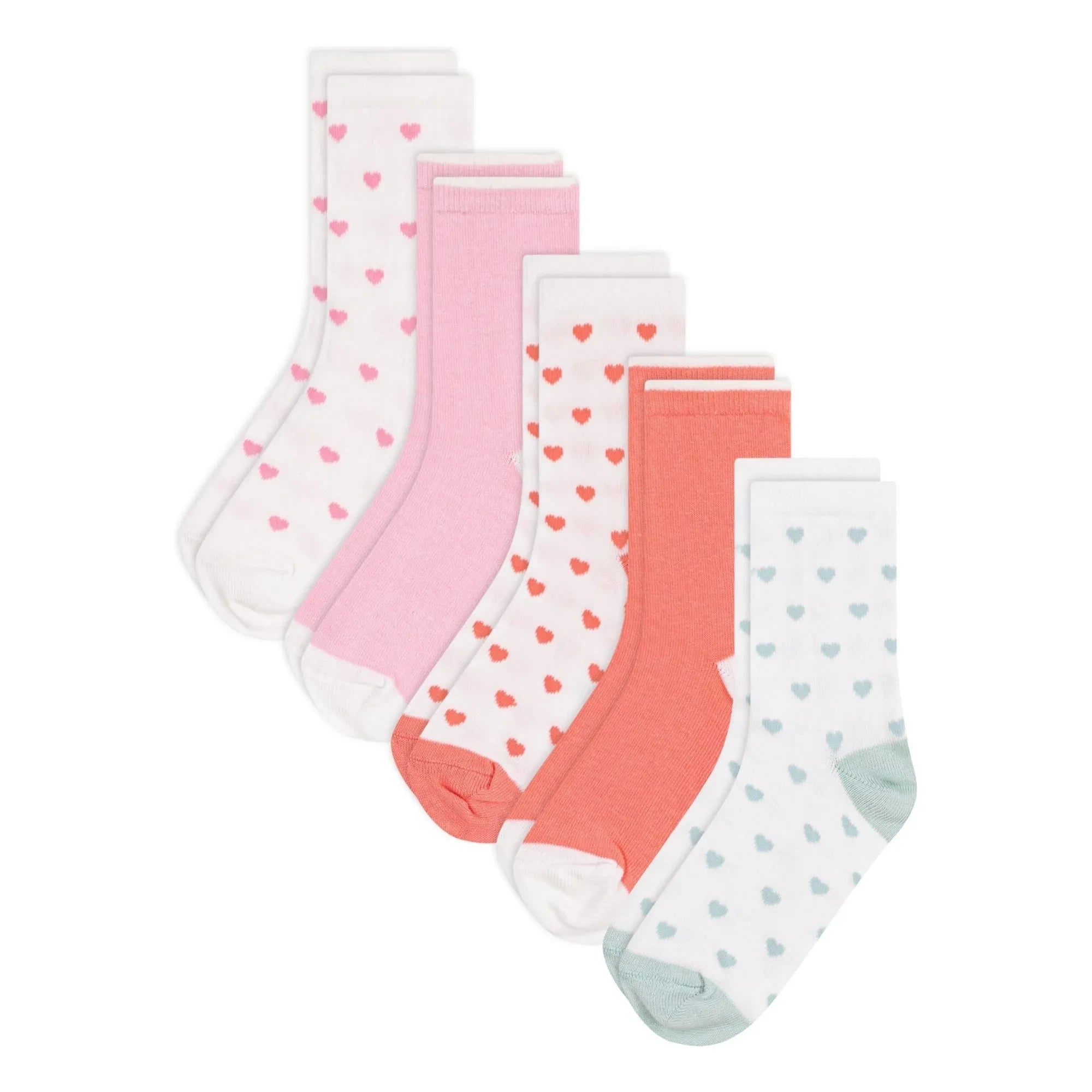 Petit Bateau - Calcetines Altos de Corazones Pack de 5 | Crudo