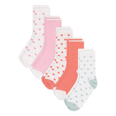 Petit Bateau - Calcetines Altos de Corazones Pack de 5 | Crudo