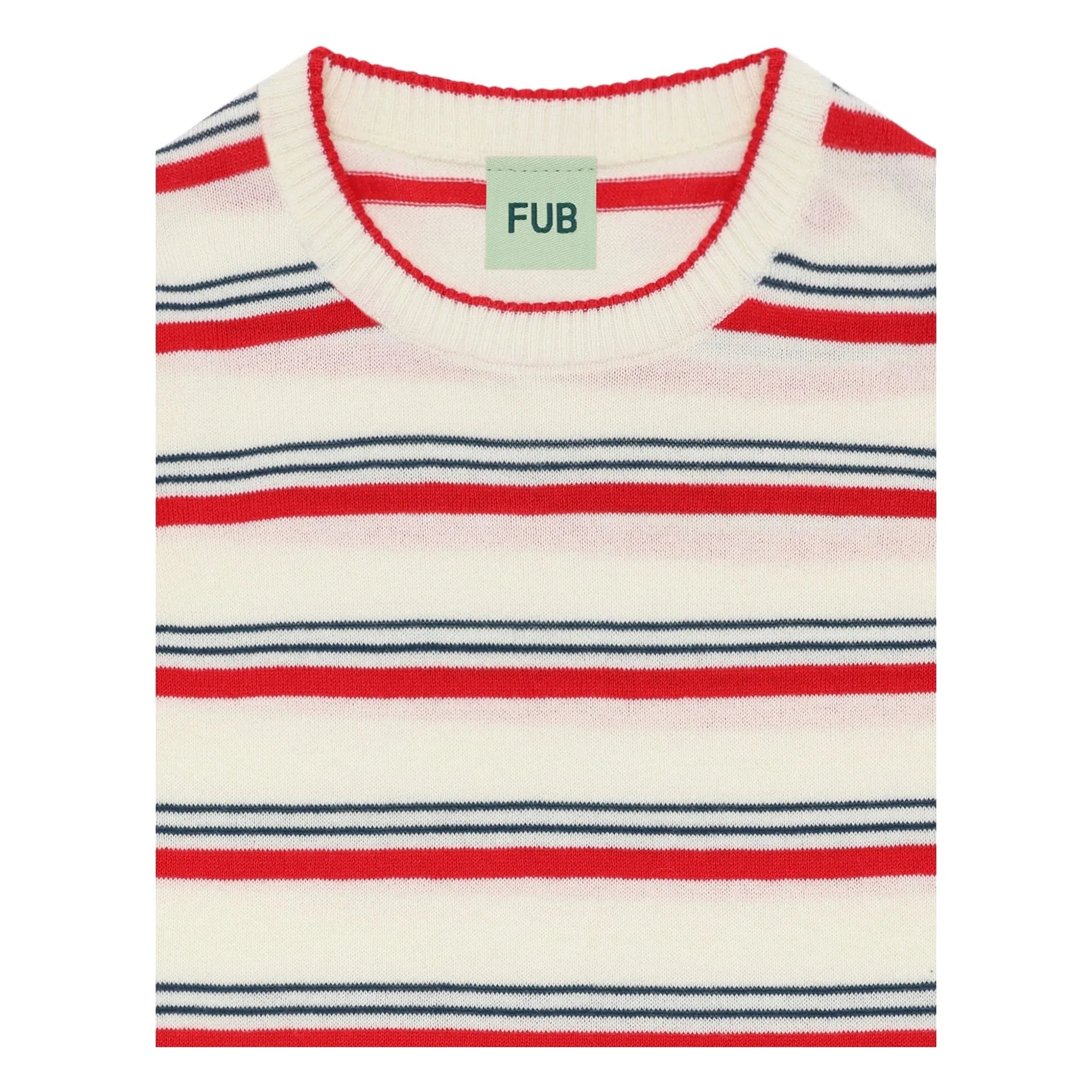 FUB - Camiseta Rayas Malla Extrafina Algodón Orgánico | Rojo