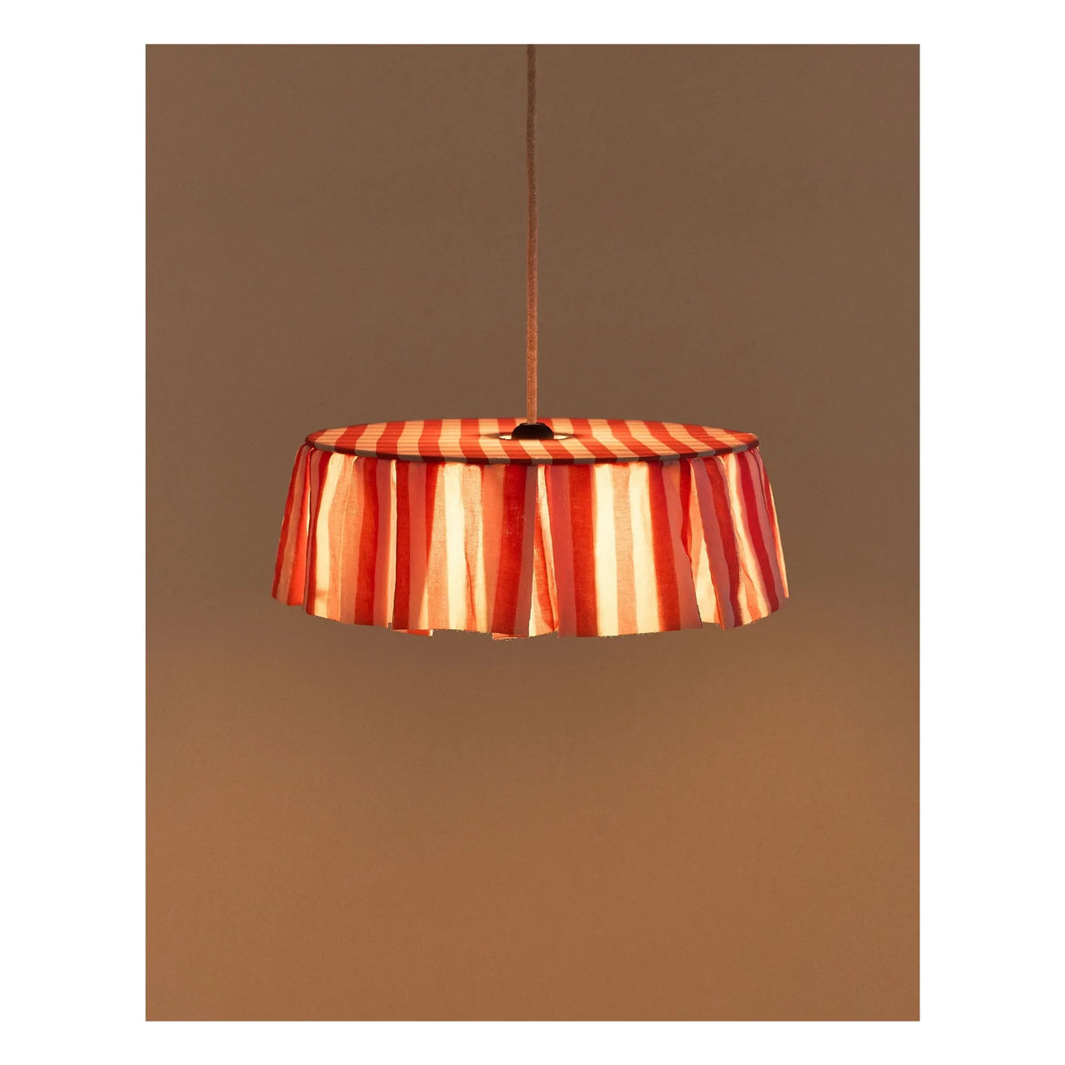 Nobodinoz - Pantalla de lámpara orgánica de algodón voile con rayas | Rojo