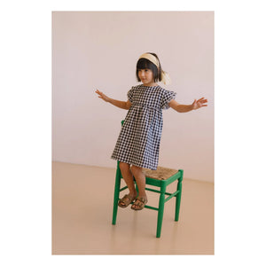 Studio Bohème - Vestido de Gasa de Algodón Orgánico Vichy Cousine | Negro