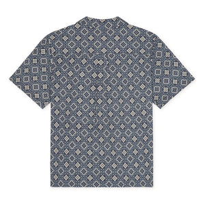 Les Deux - Camisa de manga corta de algodón orgánico Lukas Arabesque | Azul