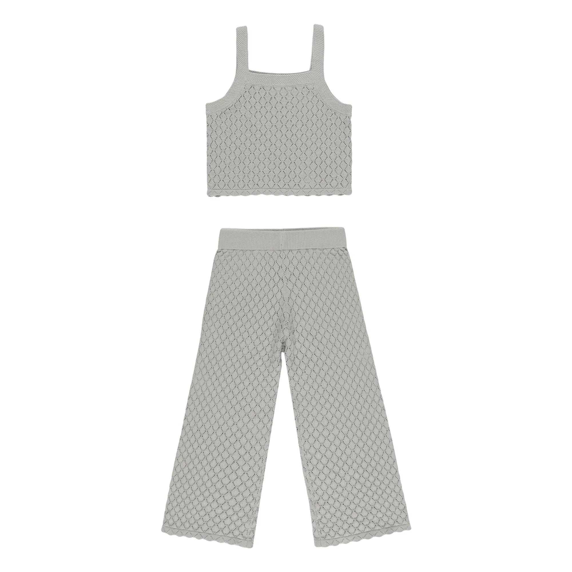 Rylee + Cru - Conjunto de top y pantalón de punto acanalado | Gris