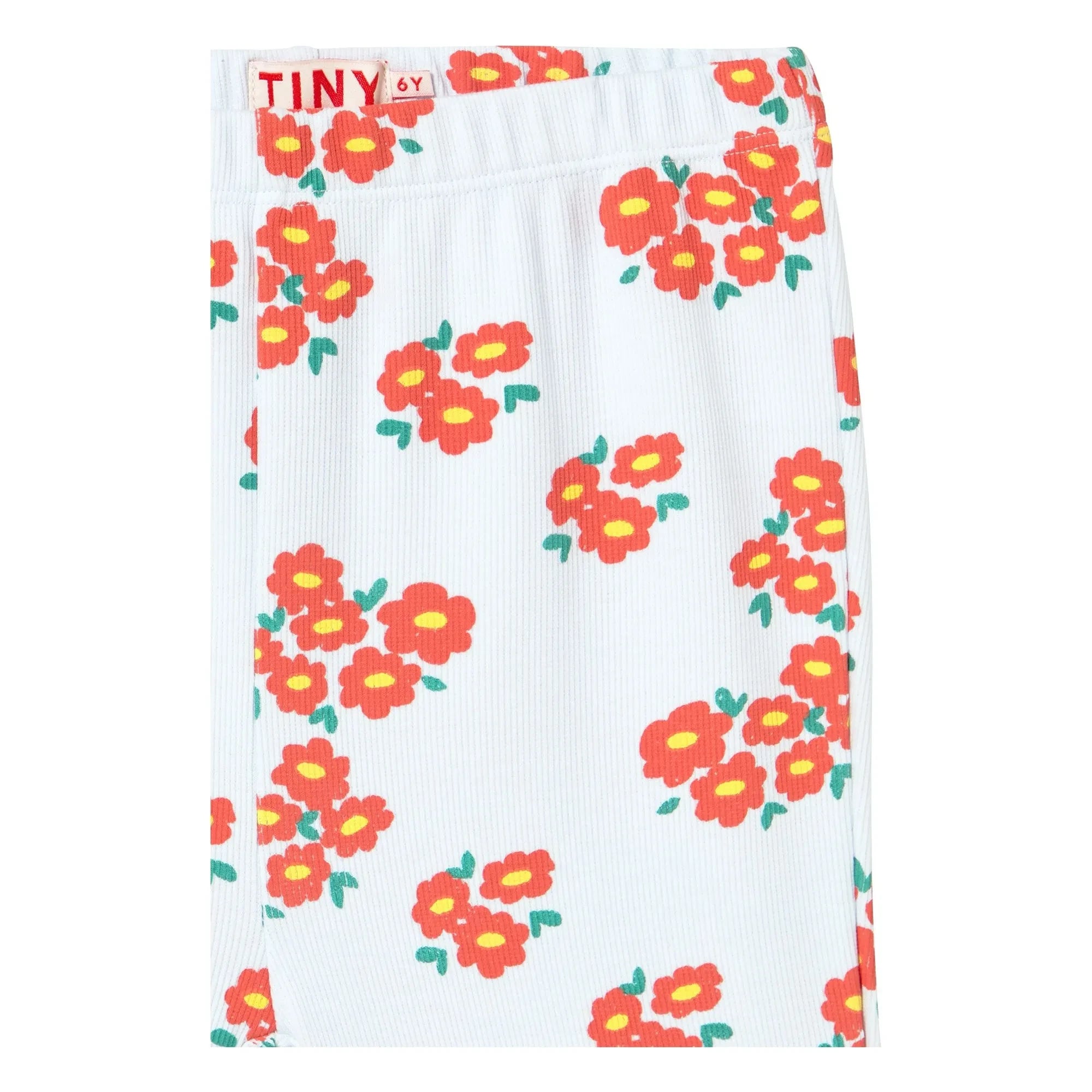 Tinycottons - Pantalones acampanados de algodón orgánico acanalado con estampado floral | Azul claro