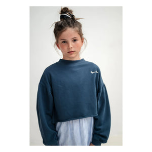 Repose AMS - Sudadera corta con logo de algodón orgánico | Azul Oscuro