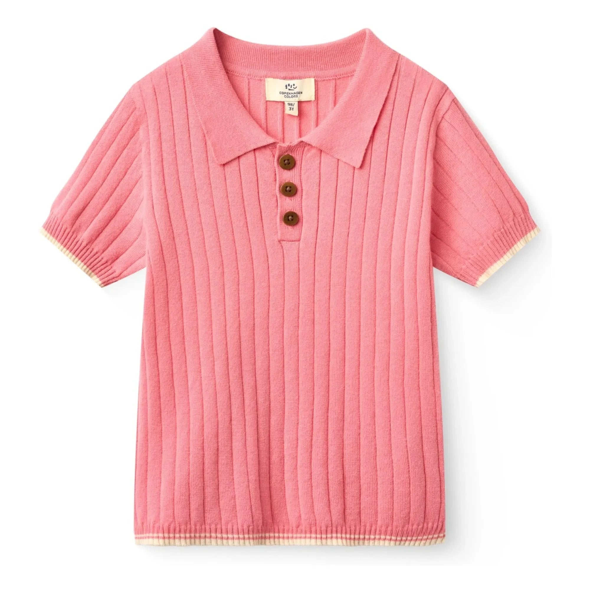 Copenhagen Colors - Polo de algodón orgánico acanalado | Rosa suave