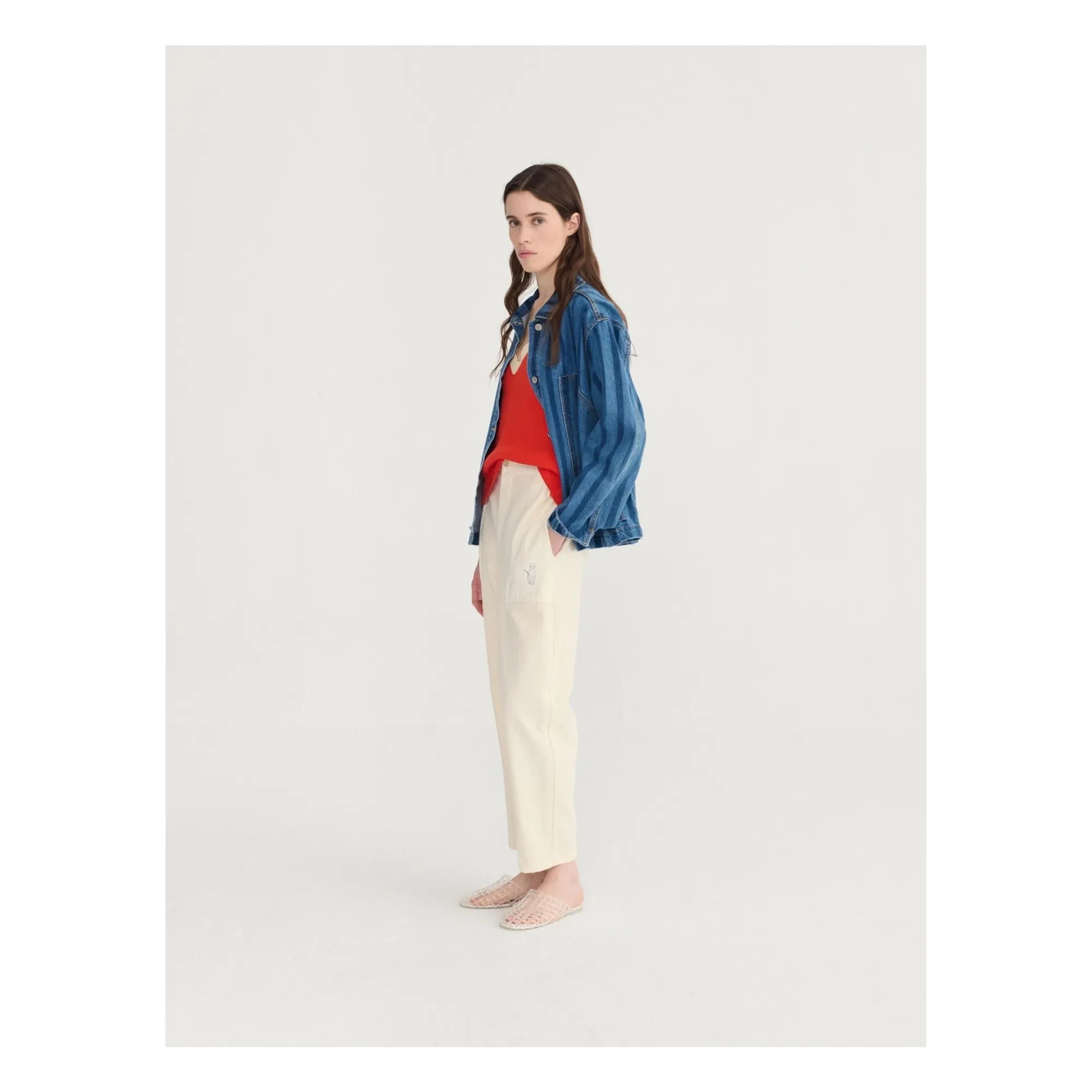 Bobo Choses - Chaqueta de algodón orgánico con rayas de mezclilla azul