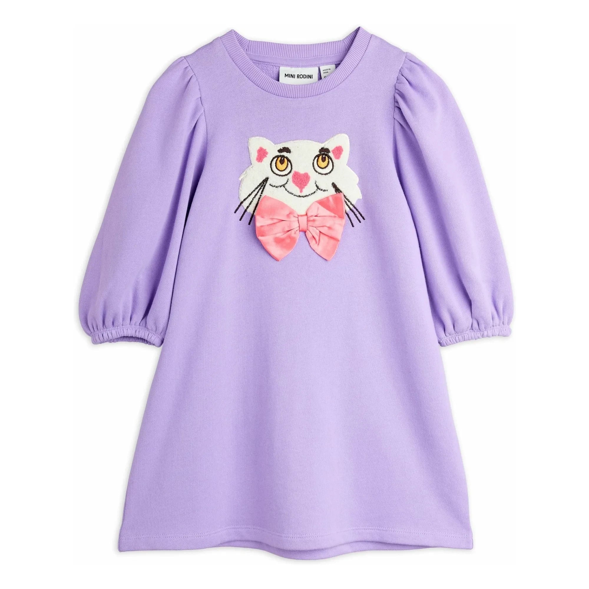 Mini Rodini - Vestido Gato de Algodón Orgánico | Morado