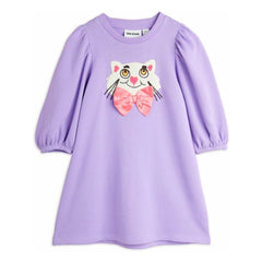 Mini Rodini - Vestido Gato de Algodón Orgánico | Morado