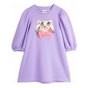 Mini Rodini - Vestido Gato de Algodón Orgánico | Morado