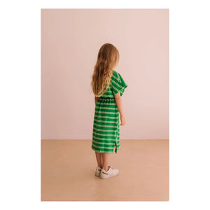 We Are Kids - Vestido de toalla de algodón orgánico a rayas verdes