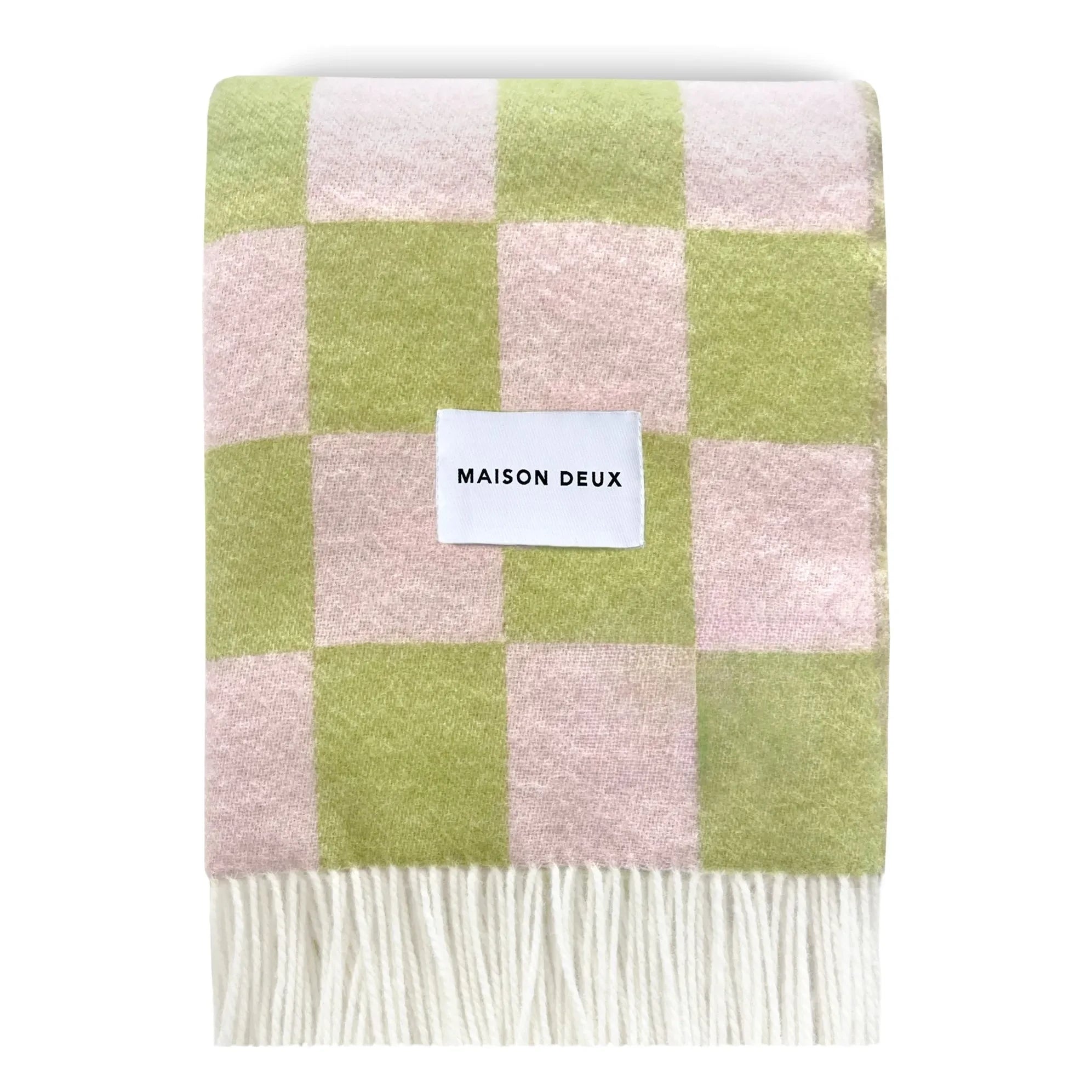 Maison Deux - Manta de lana Damier | Verde anís