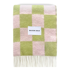 Maison Deux - Manta de lana Damier | Verde anís