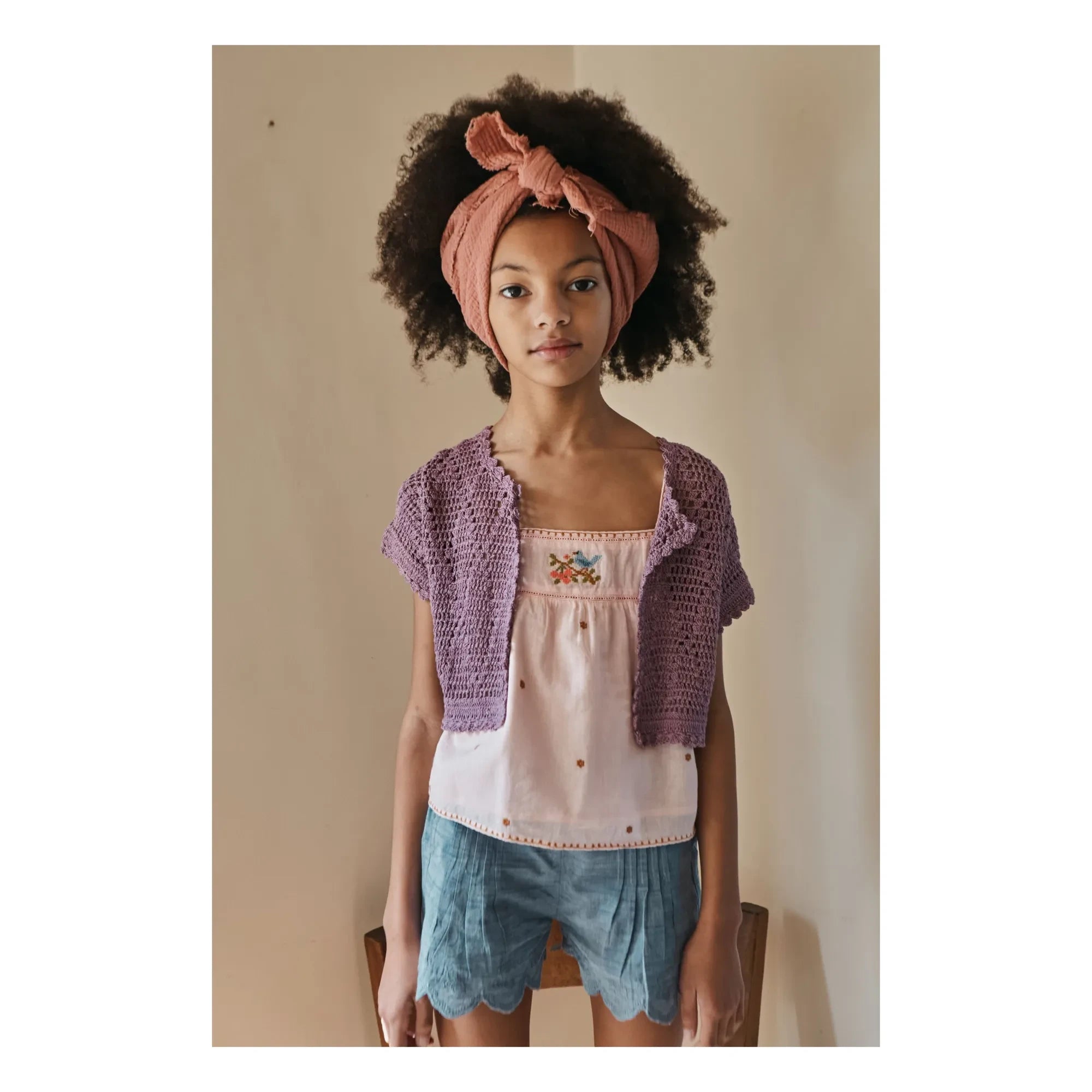 Emile et Ida - Top con bordado floral | Rosa pálido
