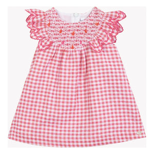 Tartine et Chocolat - Vestido de guinga con encaje | Rosa
