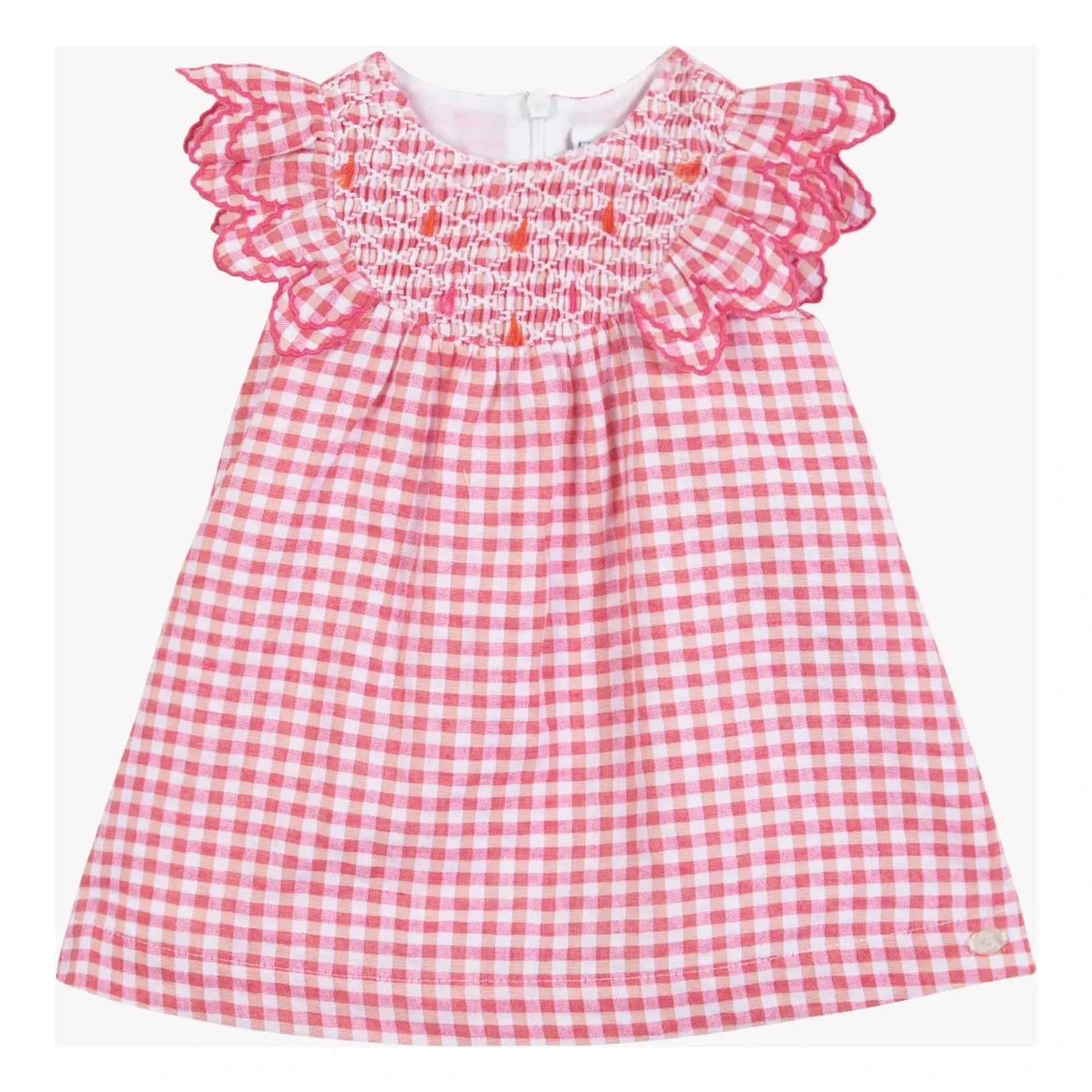 Tartine et Chocolat - Vestido de guinga con encaje | Rosa