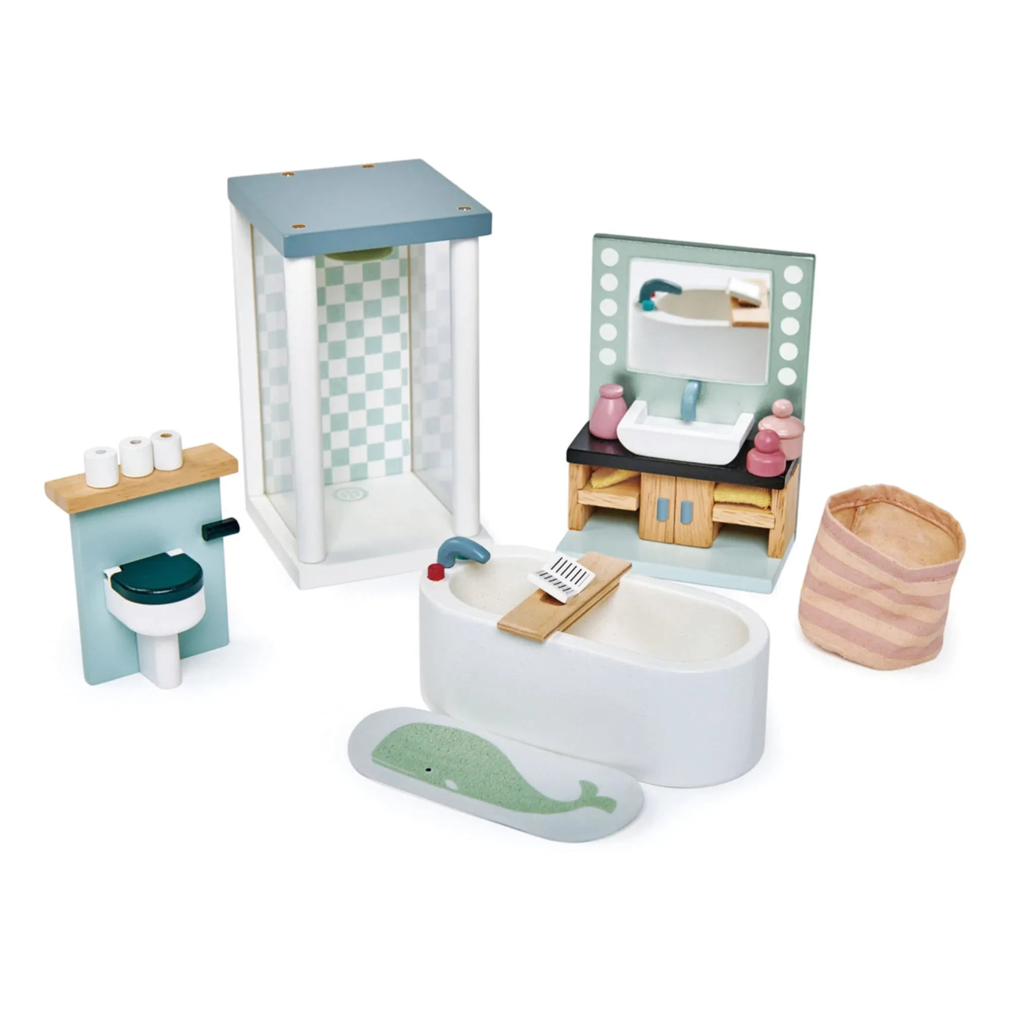 Tender Leaf Toys - Set de Muebles de Baño para Casa de Muñecas
