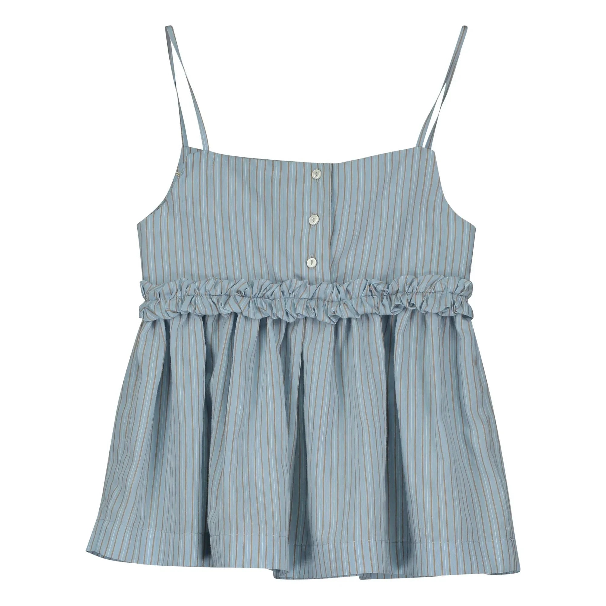 Tangerine - Top con volantes y rayas | Azul claro