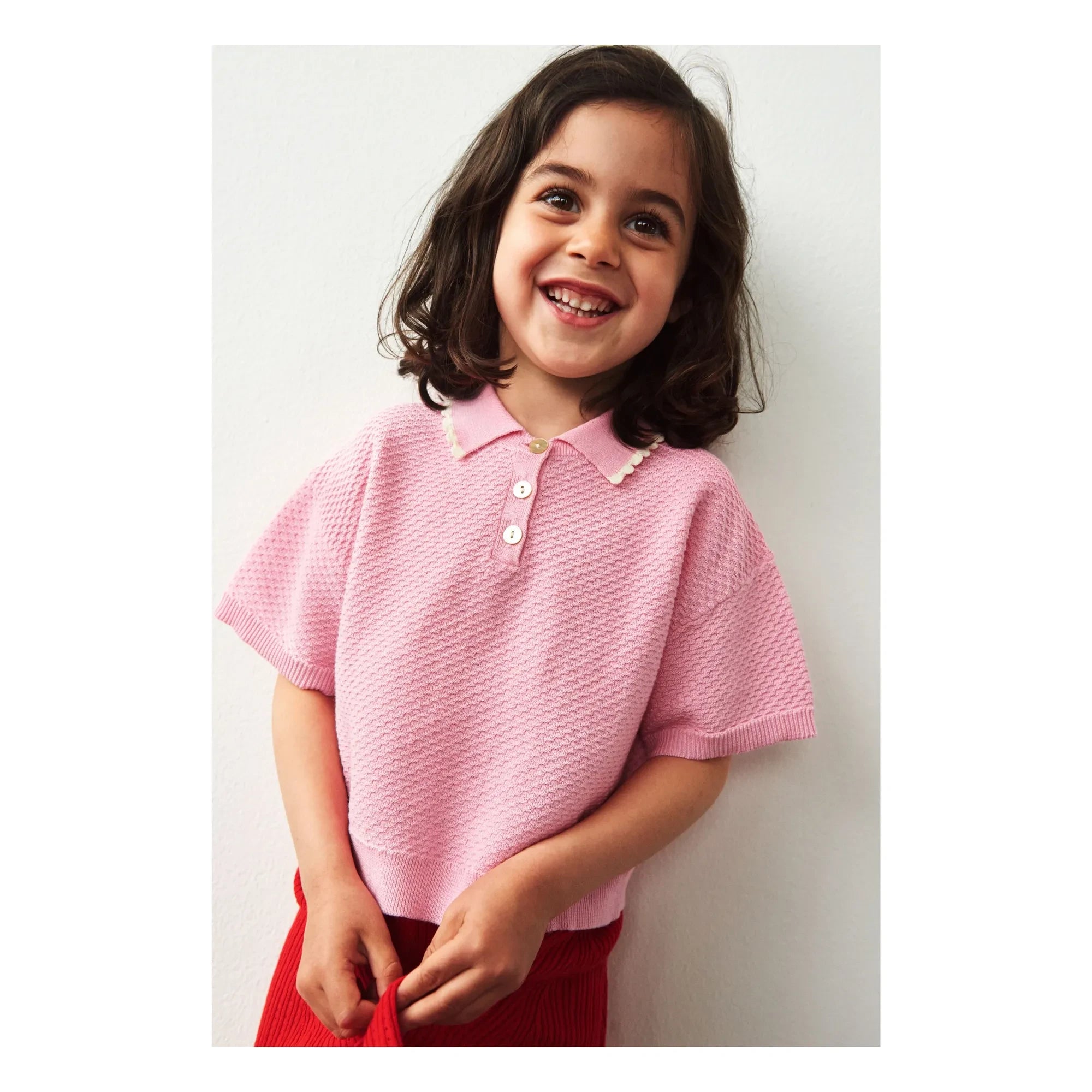 FUB - Polo Oversize de piqué fino de algodón orgánico | Rosa caramelo