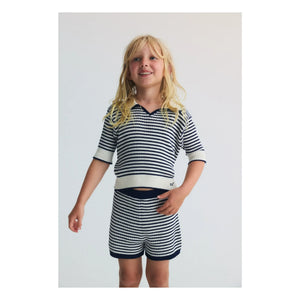 the new society - Camiseta de punto de polo a rayas | Azul marino