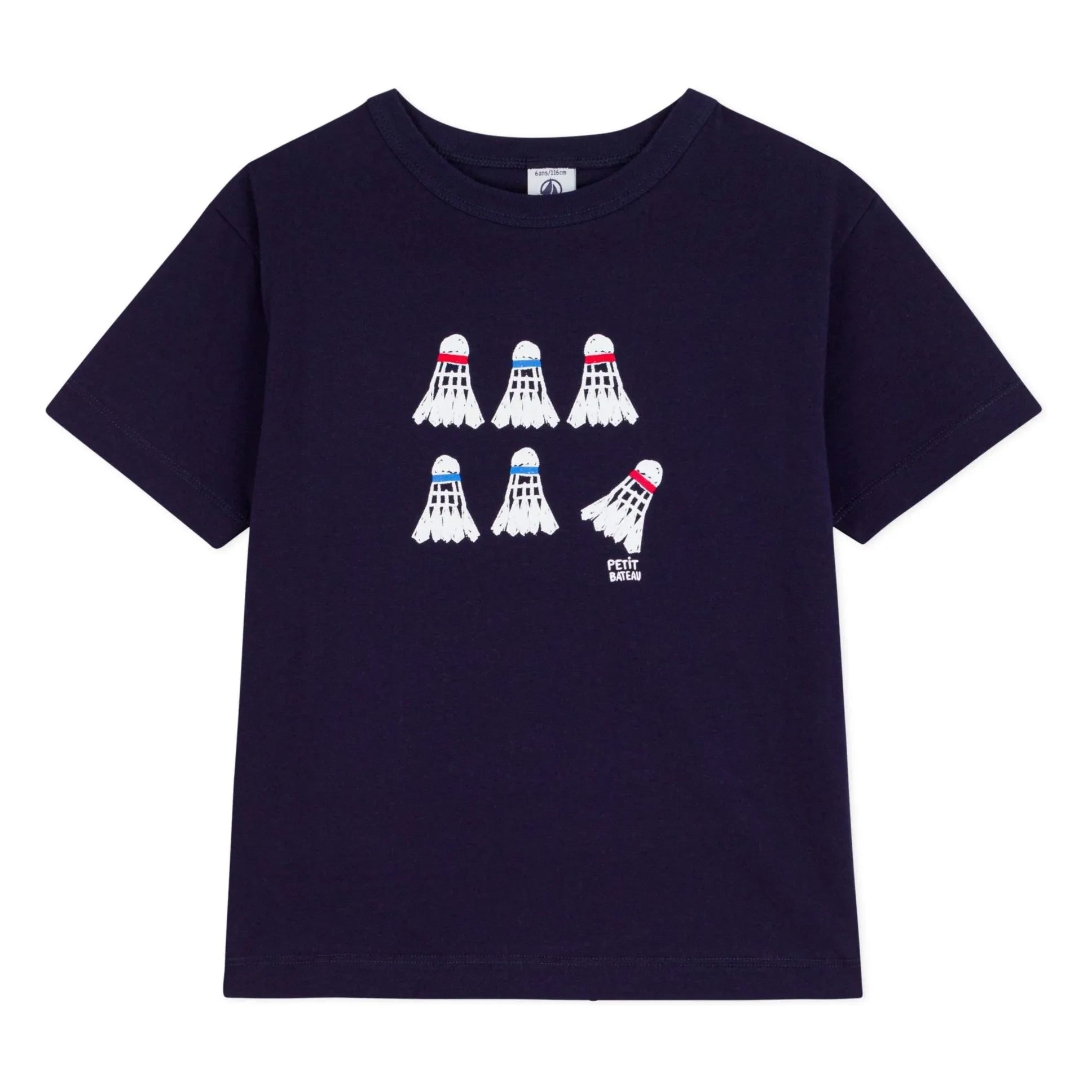 Petit Bateau - Camiseta ancha de algodón orgánico Bádminton | Azul marino