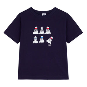 Petit Bateau - Camiseta ancha de algodón orgánico Bádminton | Azul marino