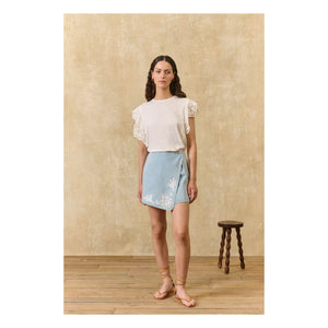 Louise Misha - Falda de algodón Myrta | Azul
