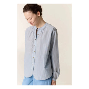 Leon & Harper - Blusas de algodón orgánico a rayas Cirus | Azul