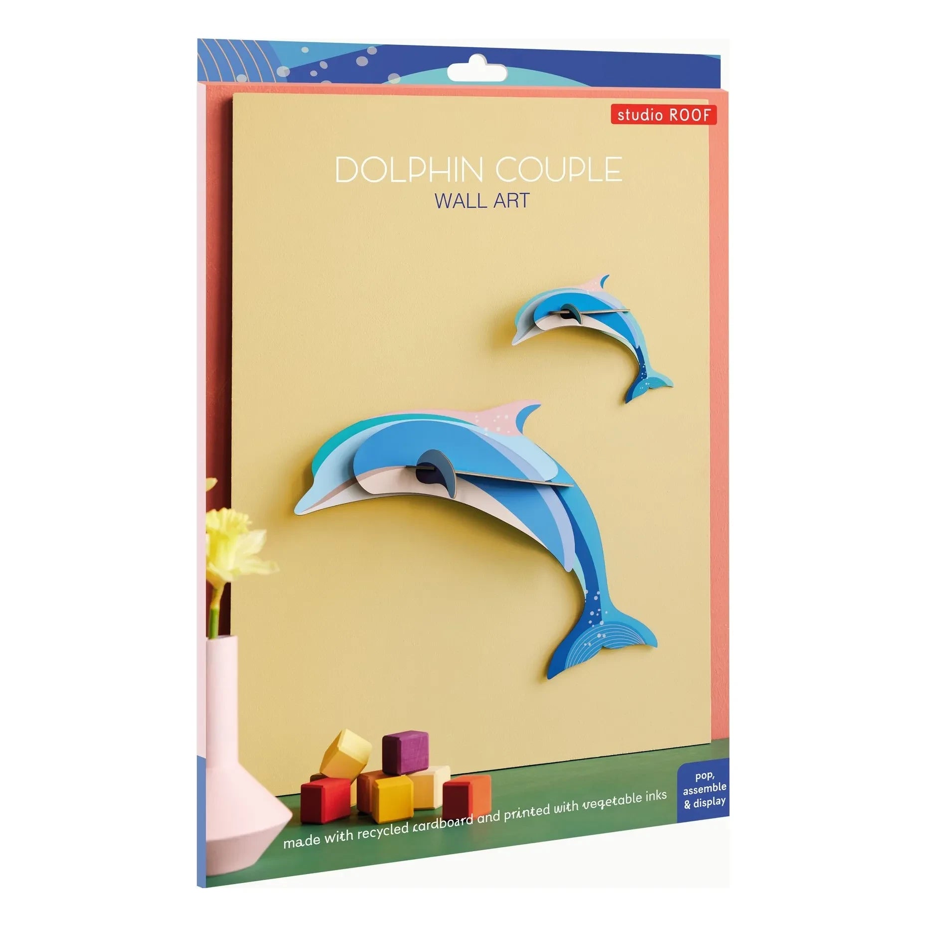 Studio Roof - Adornos de pared de delfines - Set de 2 | Azul claro